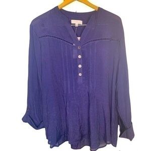 New Directions Navy 3/4 sleeve blouse